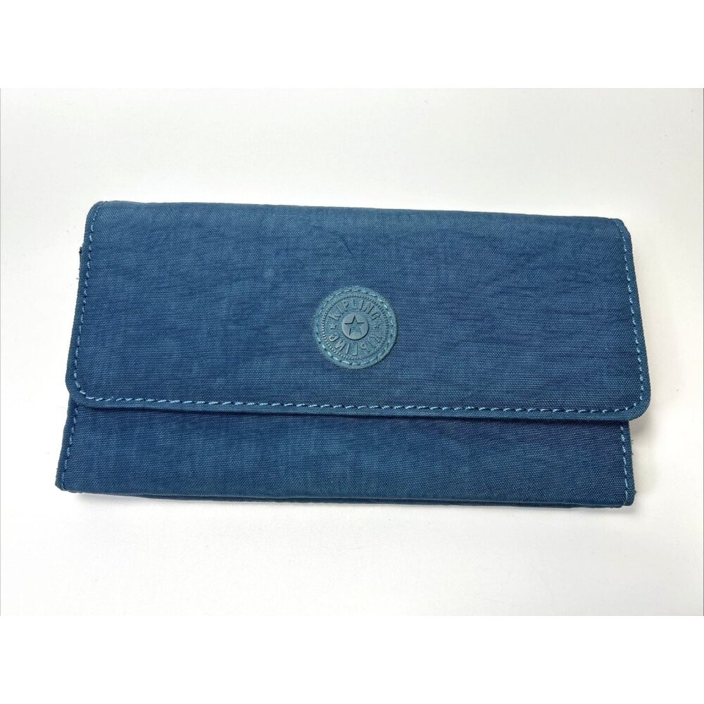 KIPLING TEDDI Wallet Large Organizer Teal/blue Zipper Snap Style# AC2378